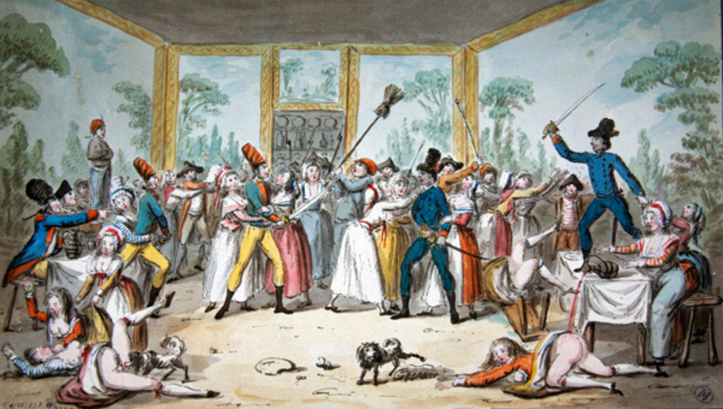 Detail of Riotous scene in a tavern during the period of the French Revolution, c.1789 by Etienne Bericourt