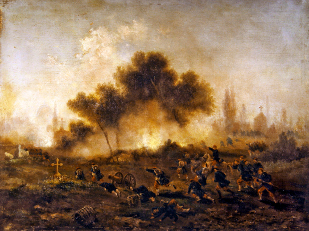 Detail of Paris Commune: assault on a cemetery by regular troops and capture of the barricades in May 1871, 1871 by Gustave Clarence Rodolphe Boulanger