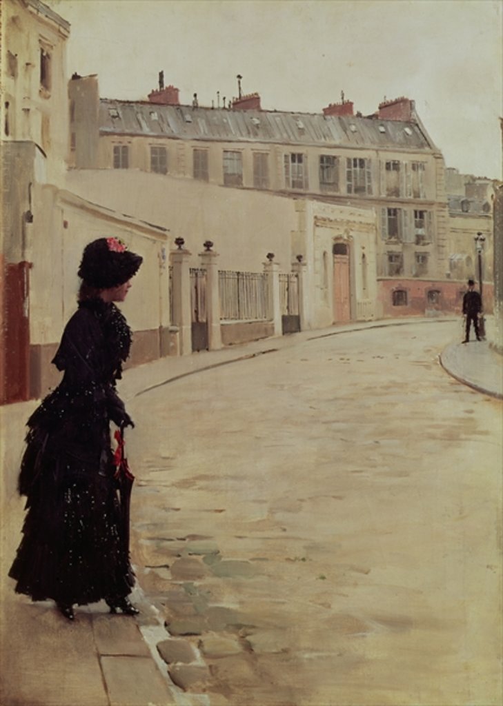 Detail of Waiting, Rue de Chateaubriand, Paris by Jean Beraud