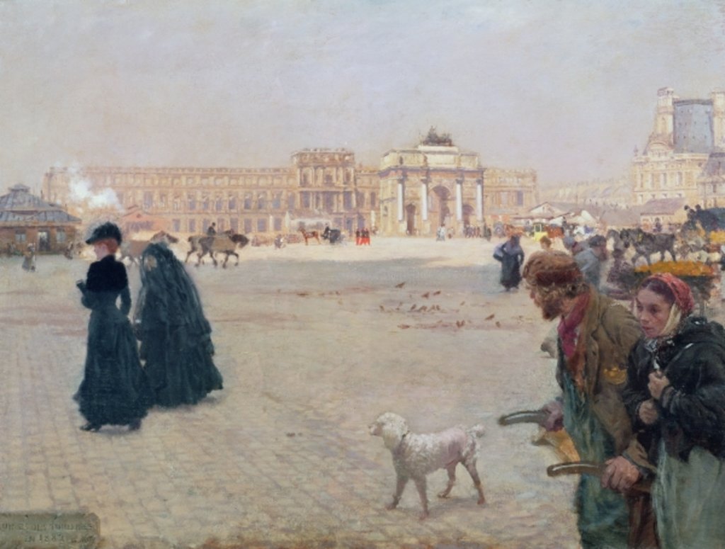 Detail of La Place du Carrousel, Paris: The Ruins of the Tuileries, 1882 by Giuseppe or Joseph de Nittis