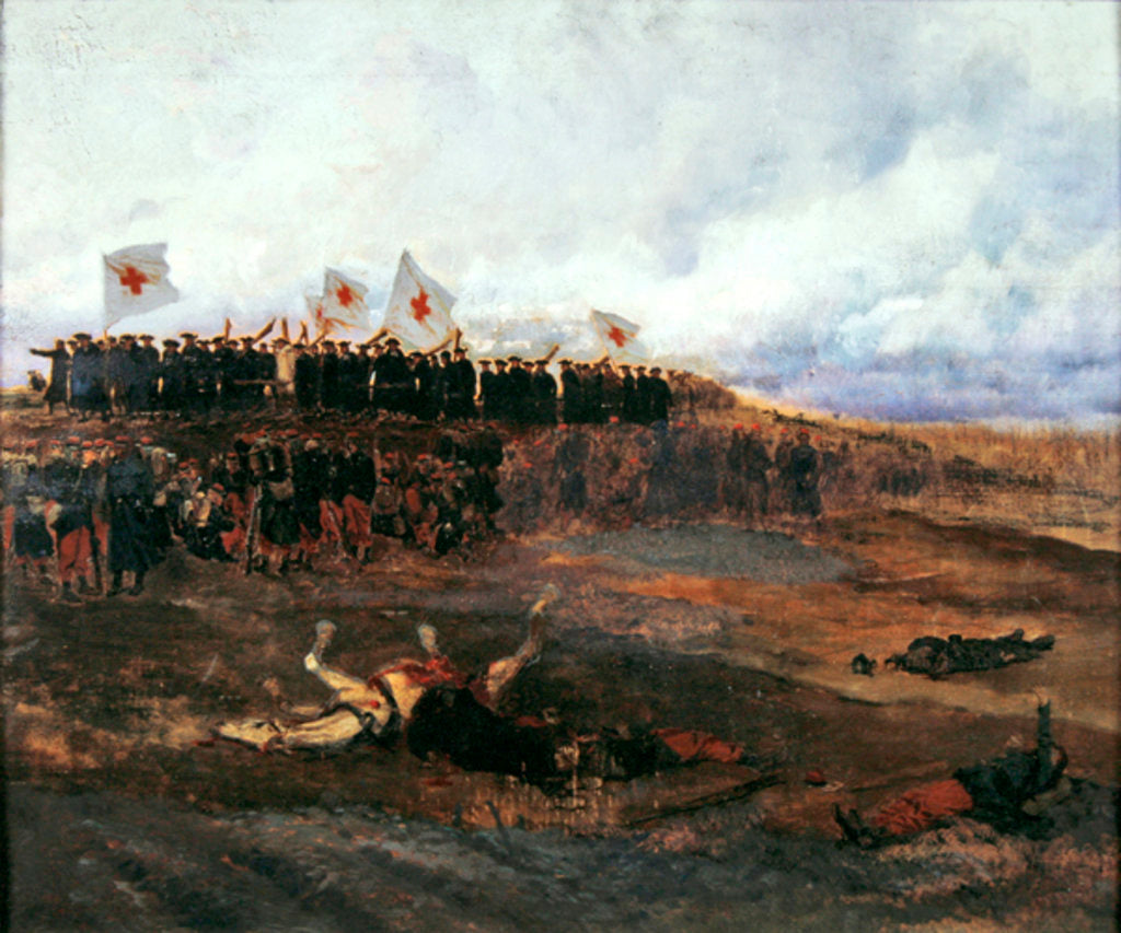 Detail of Stretcher-bearers on the battlefield during the Siege of Paris by Jean-Baptiste Edouard Detaille