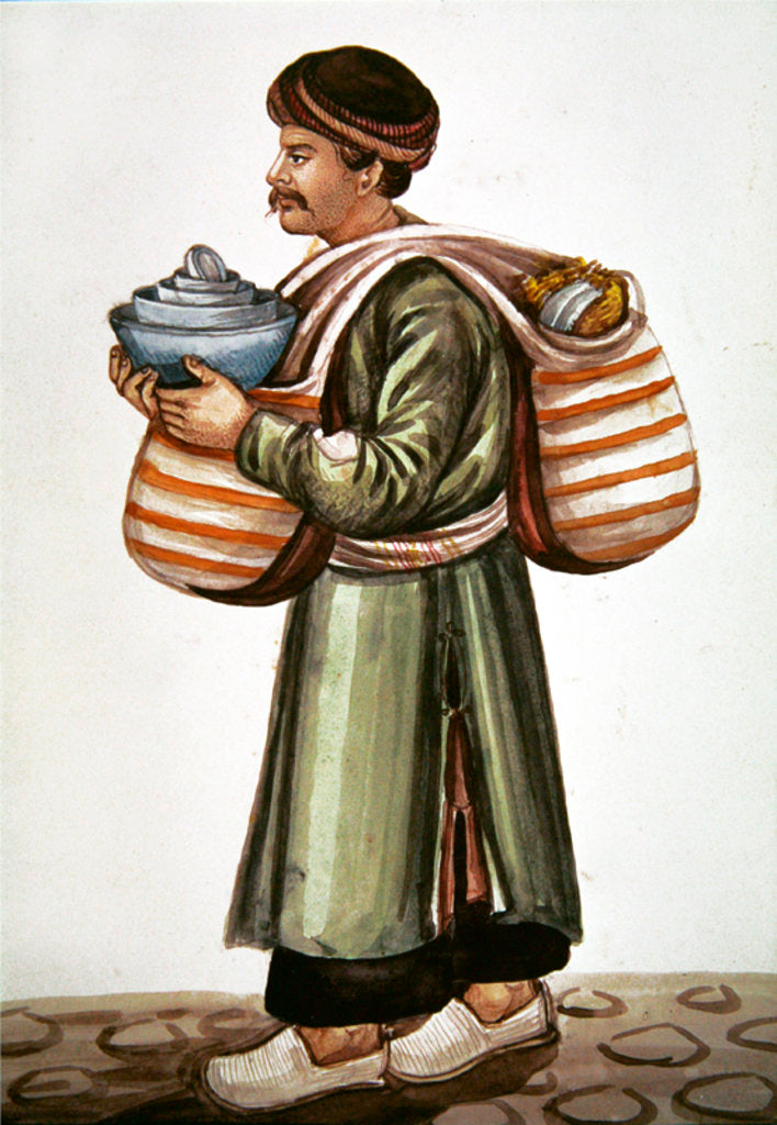Detail of The ceramic merchant by Persian School