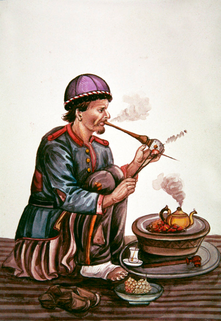 Detail of The tea merchant by Persian School