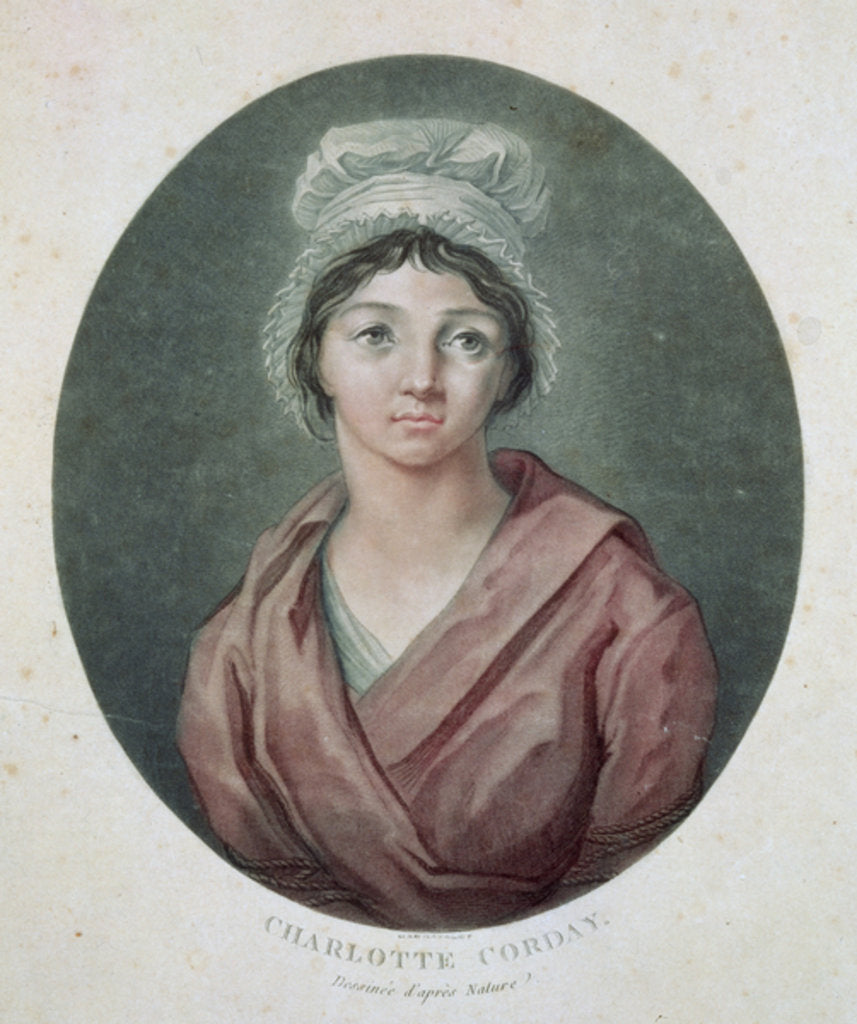 Detail of Portrait of Charlotte Corday after 1793 by French School