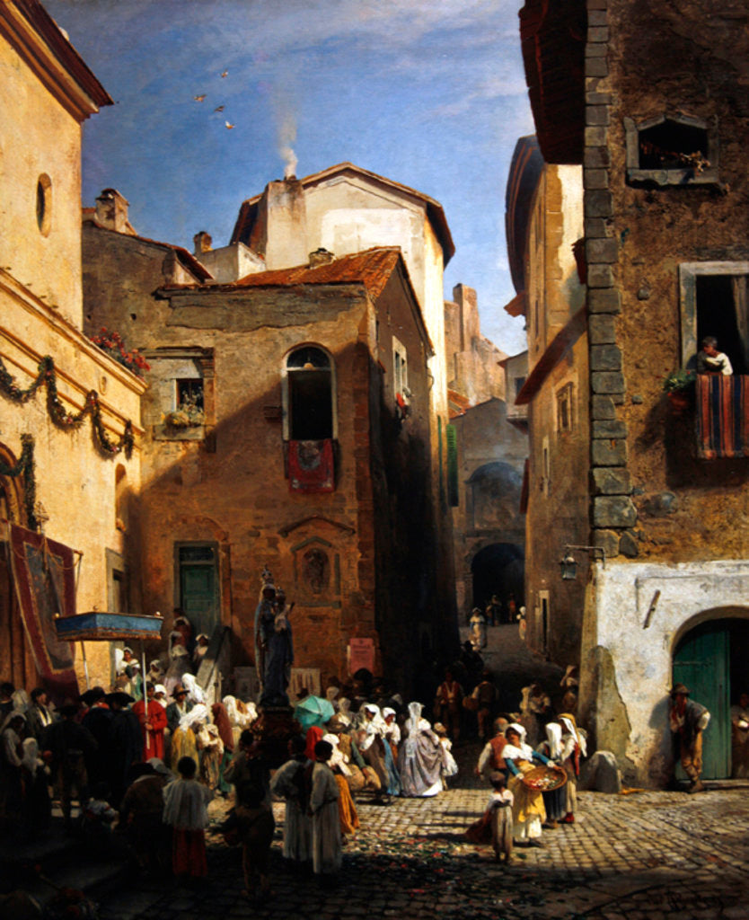 Detail of Festival of Our Lady at Gennazzano, Roman Campagna, Italy, 1865 by Oswald Achenbach