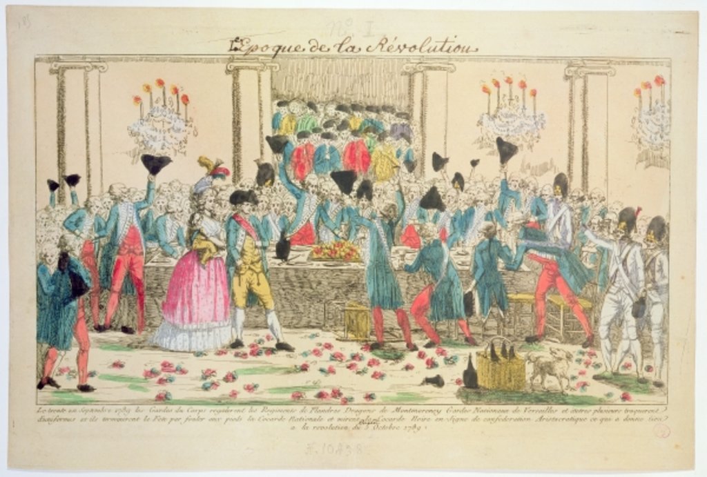 Detail of Banquet given on 1 October 1789 at the Versailles Opera House by the King's bodyguards to welcome the arrival of the Flanders Regiment by French School