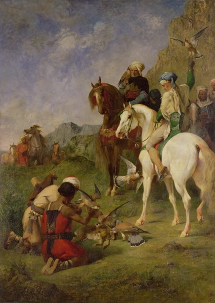 Detail of A Falcon Hunt in Algeria: The Quarry, before 1863 by Eugene Fromentin