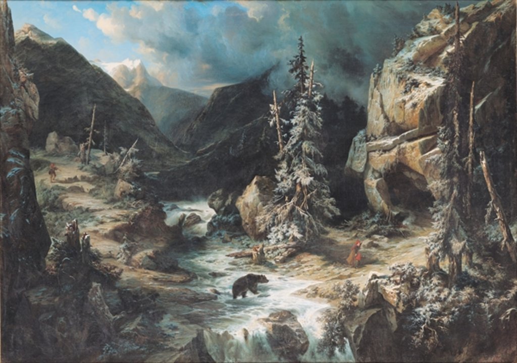 Detail of The Route to Maladetta by Leonard Alexis Dalige de Fontenay