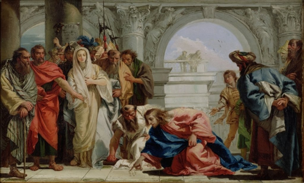 Detail of Christ and the Woman Taken in Adultery, 1750-53 by Giandomenico Tiepolo