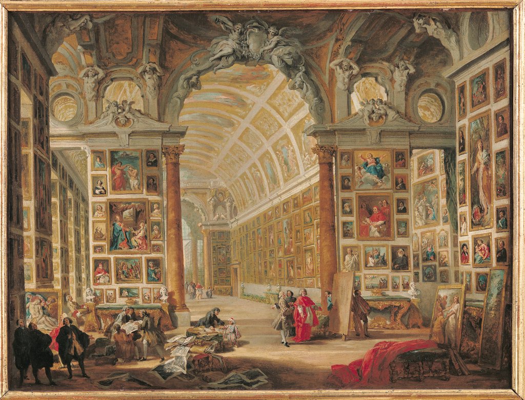 Detail of The Gallery of Cardinal Silvio Valenti-Gonzaga in Rome, 1749 by Giovanni Paolo Pannini or Panini