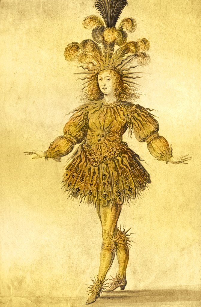 Detail of Louis XIV in the costume of the Sun King, 1653 by French School