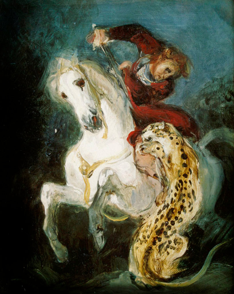 Detail of Jaguar Attacking a Horseman, c.1855 by Ferdinand Victor Eugene Delacroix