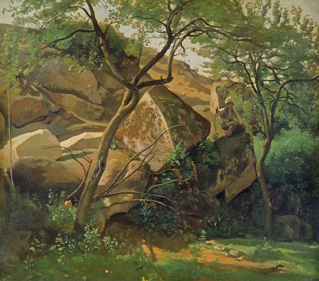 Detail of Rocks at Fontainebleau, 1842 by Jean Baptiste Camille Corot