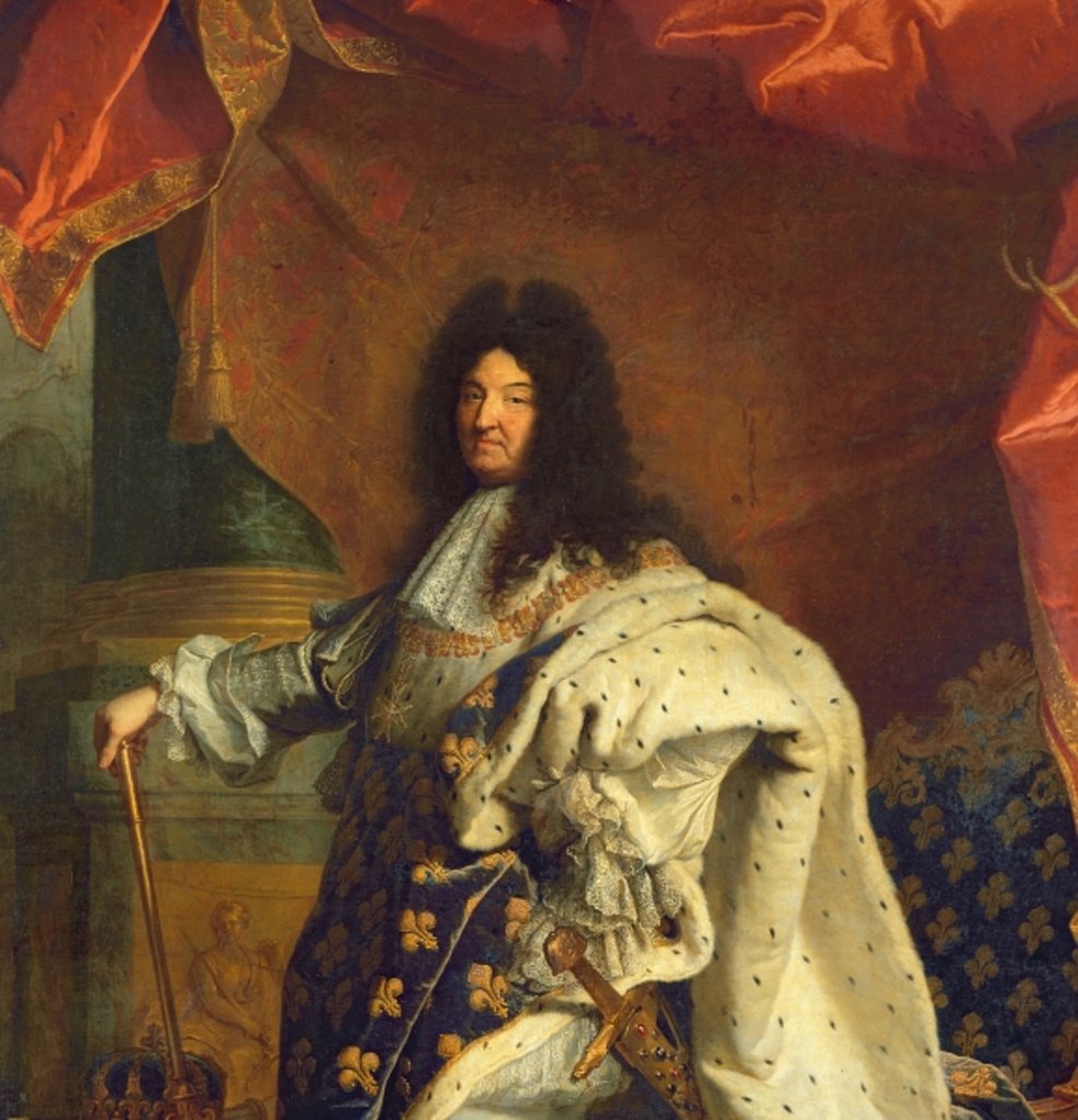 Detail of Louis XIV in Royal Costume, 1701 by Hyacinthe Francois Rigaud