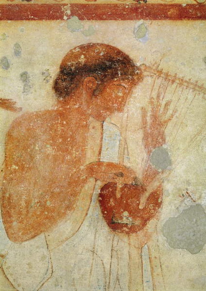Detail of Detail of Musician playing the zither or the lyre by Etruscan