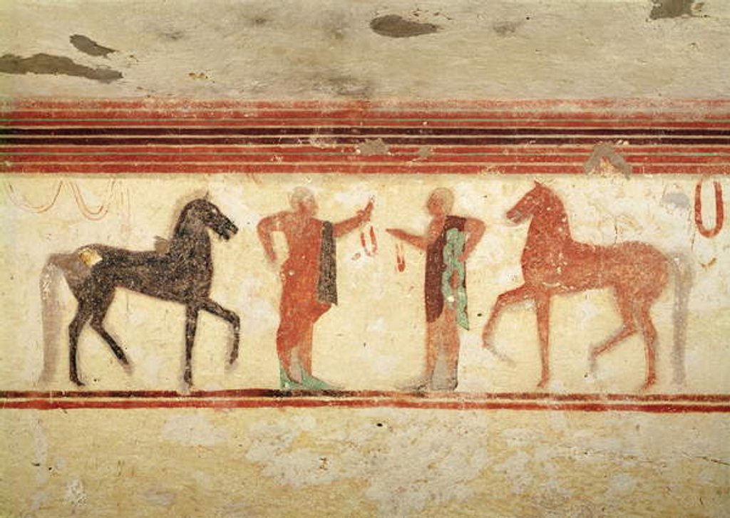 Detail of Horses and horsemen holding the reins by Etruscan