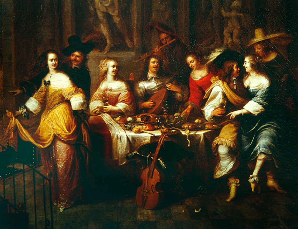 Detail of Holiday meal by Hieronymus Janssens