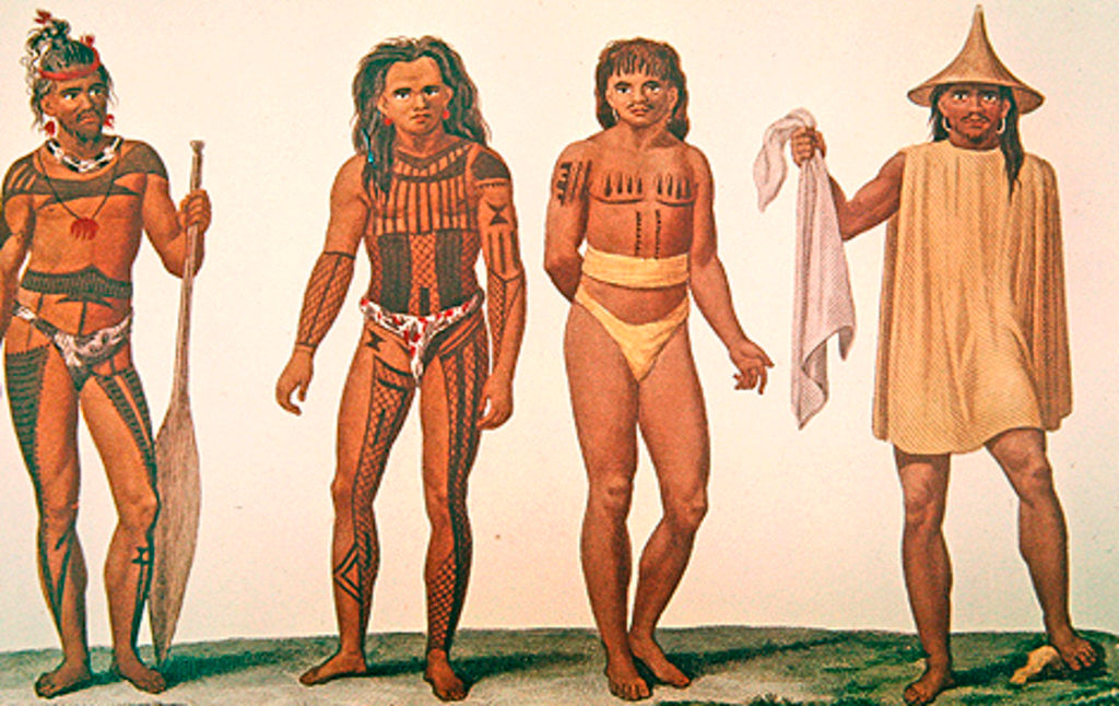 Detail of Natives of the islands of Iros, Penelap and Aouara in the Caroline Islands archipelago by French School