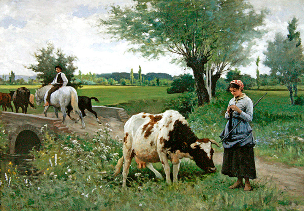 Detail of The Well Kept Cow, 1890 by Edouard Debat-Ponsan