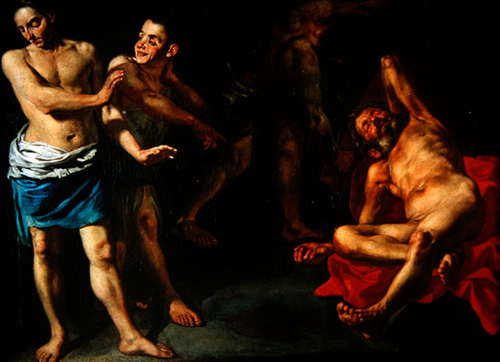 Detail of The Drunkenness of Noah by Gaspare Traversi