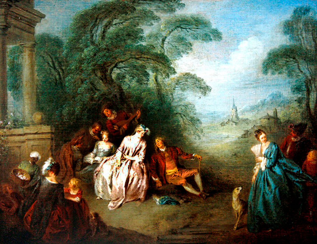 Detail of Gathering in a Park by Jean-Baptiste Joseph Pater