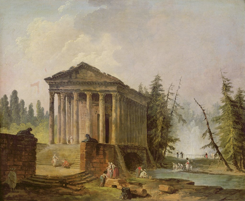 Detail of The Ancient Temple by Hubert Robert