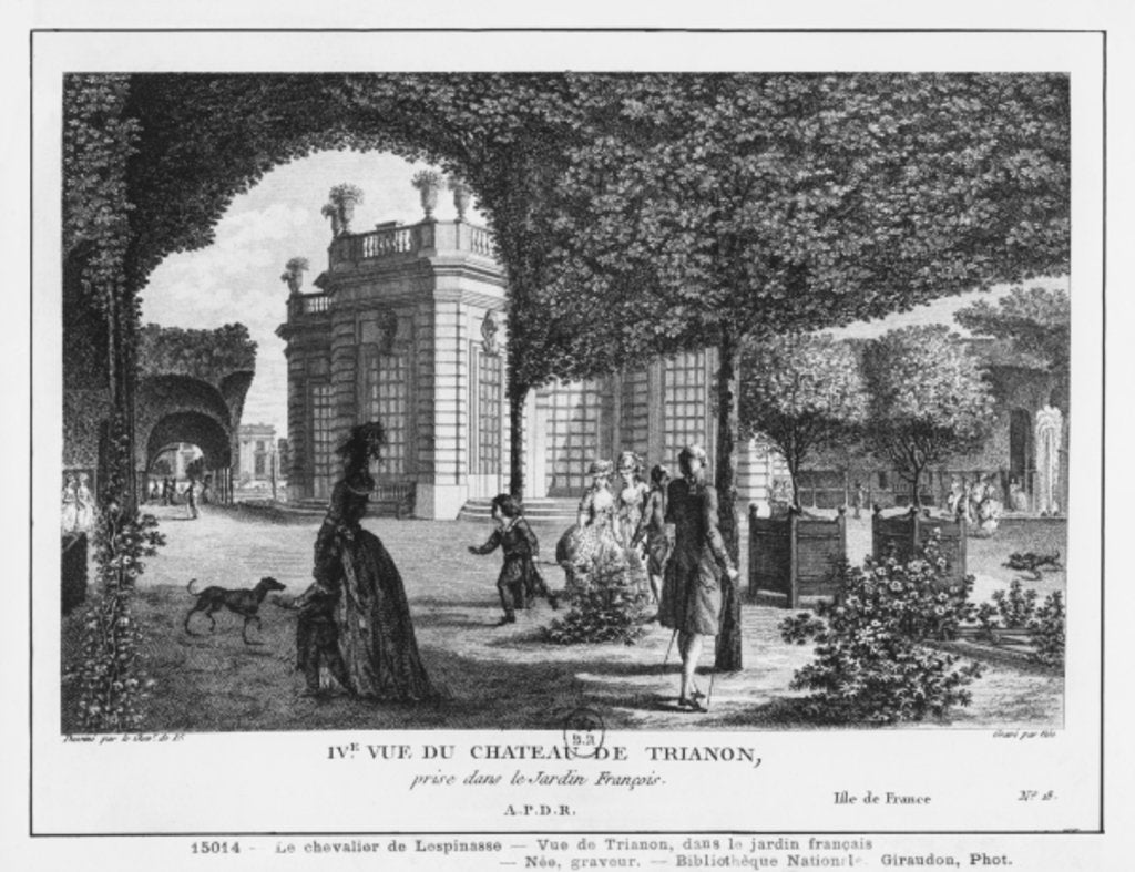 Detail of Fourth view of Trianon, taken in the French garden, engraved by Francois Denis Nee by Louis-Nicolas de Lespinasse
