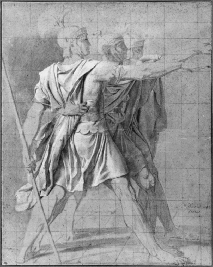 Detail of The three Horatii brothers, study for 'The Oath of the Horatii', 1785 by Jacques Louis David