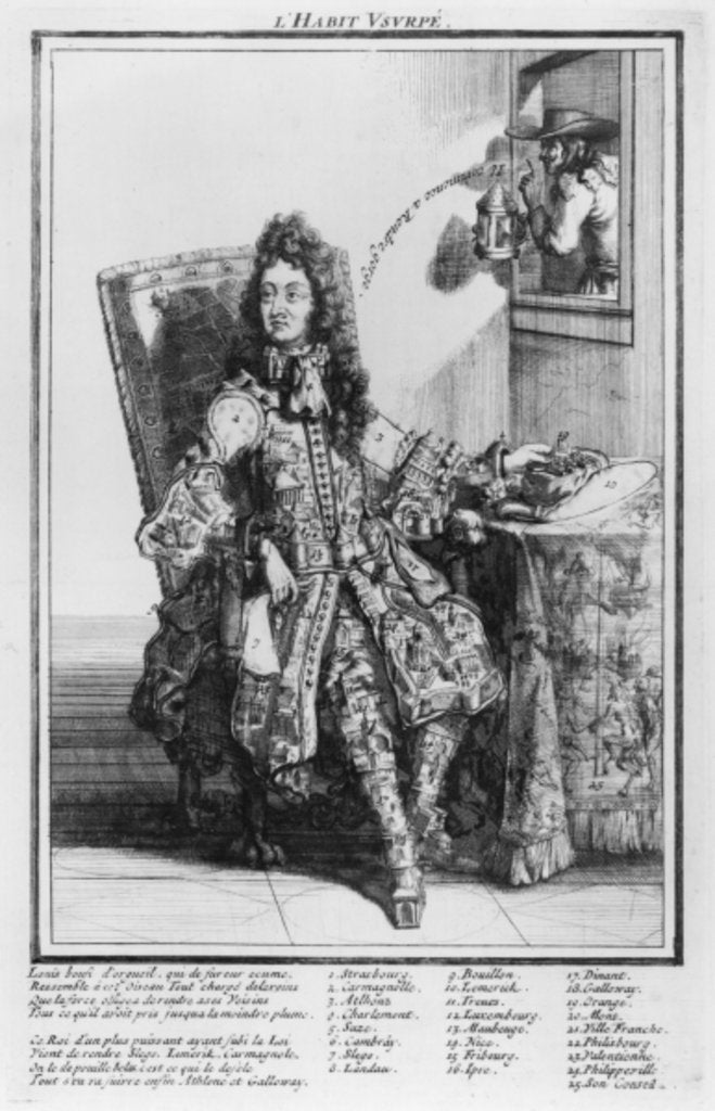 Detail of Satirical cartoon lampooning Louis XIV, 1693-1705 by French School