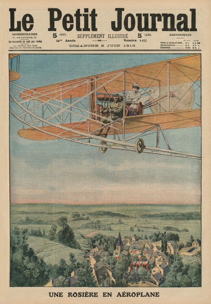 Detail of A virtuous maiden on an airplane by French School