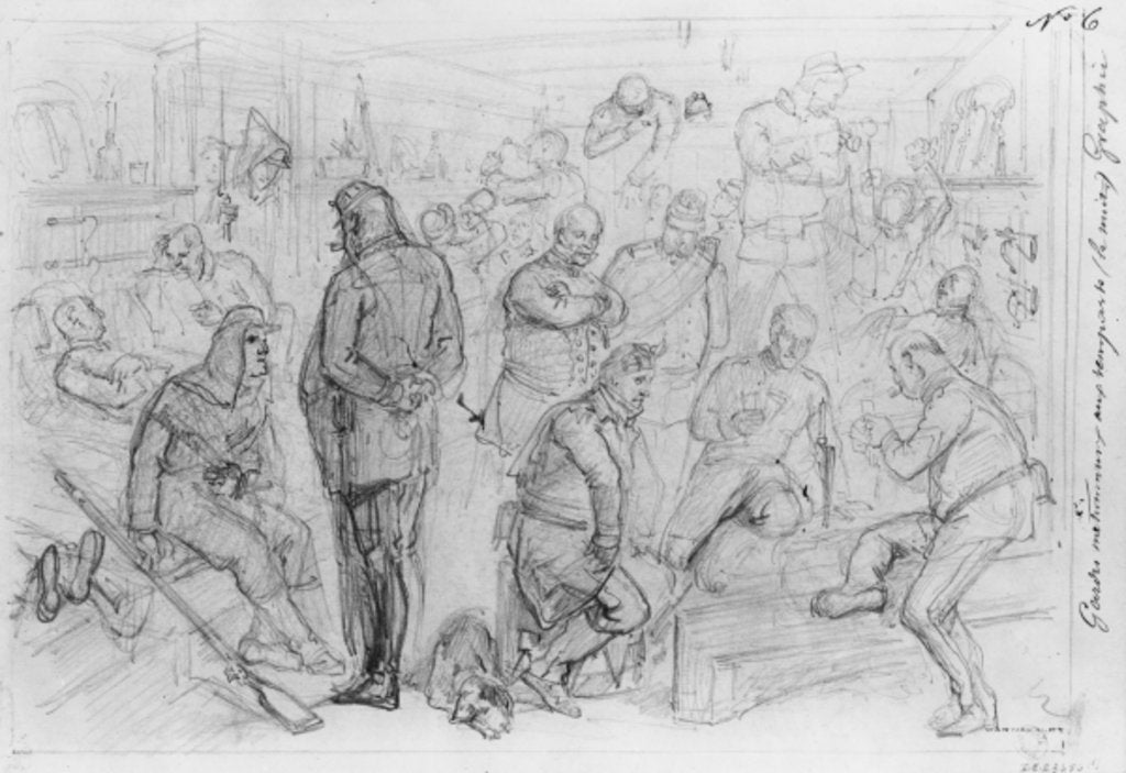 Detail of Album of the Siege of Paris, National Guards at the Ramparts at night by Gustave Dore