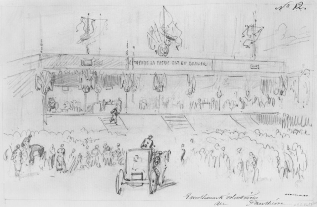 Detail of Album of the Siege of Paris, Enrolment of volunteers at the Pantheon by Gustave Dore