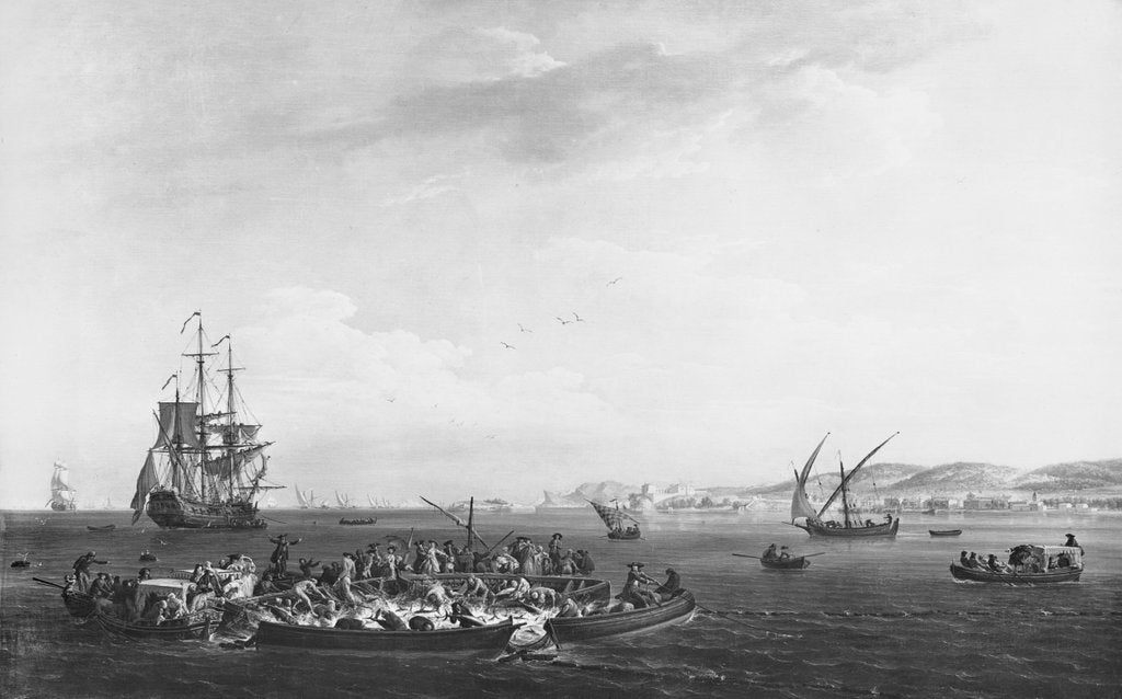 Detail of La Madrague or tuna fishing, view of the Bay of Bandol, 1755 by Claude Joseph Vernet