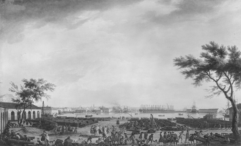 Detail of New Port and Arsenal of Toulon, seen from the artillery depot, 1755 by Claude Joseph Vernet