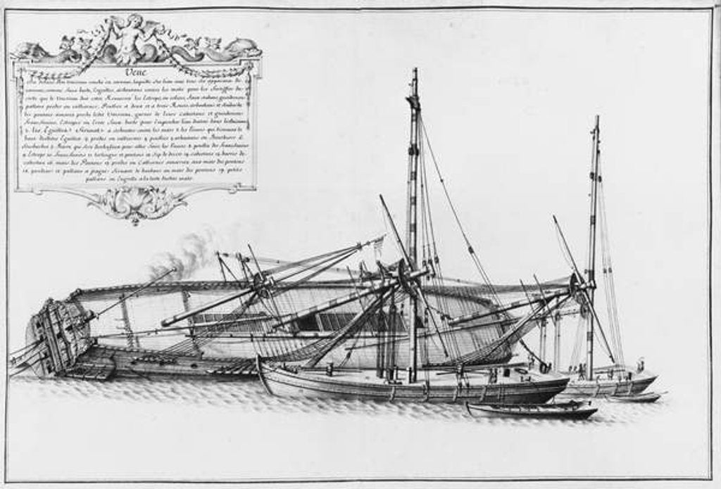 Detail of nside of a vessel lying on its hull by French School