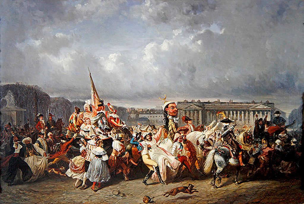 Detail of Carnival in the Place de la Concorde, Paris, c.1845 by Ernest Seigneurgens