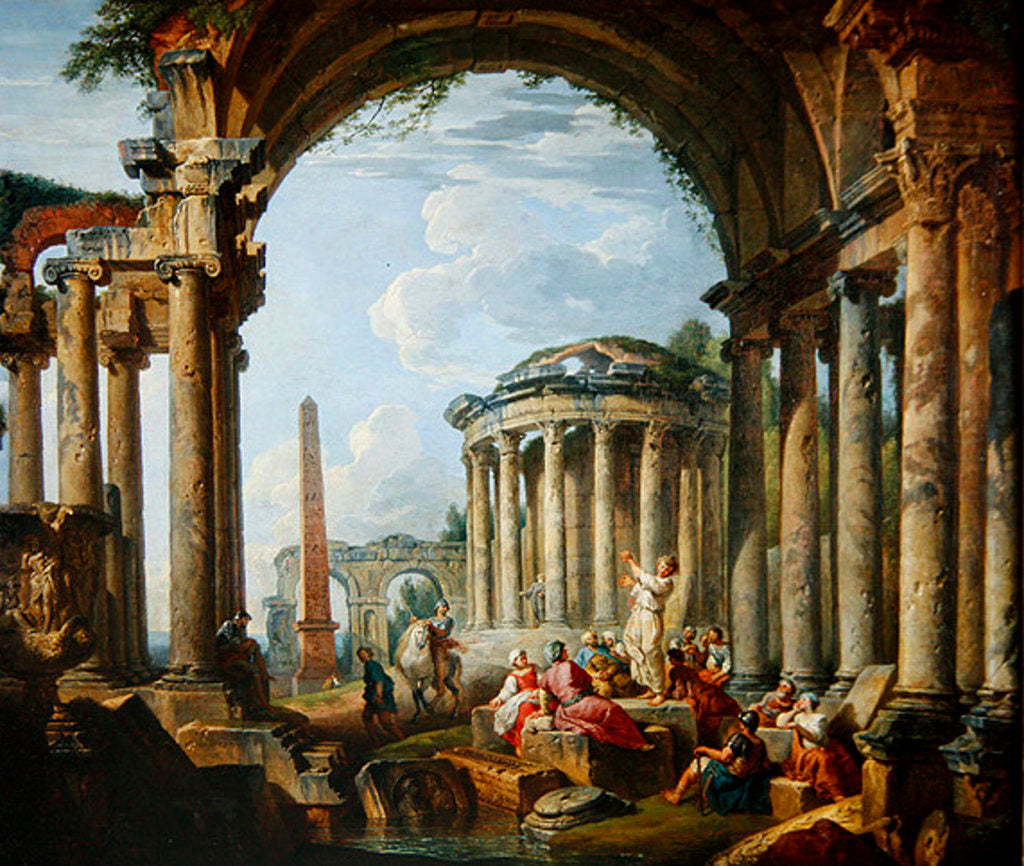 Detail of Preaching Among the Ancient Ruins, c.1740-50 by Giovanni Paolo Pannini or Panini