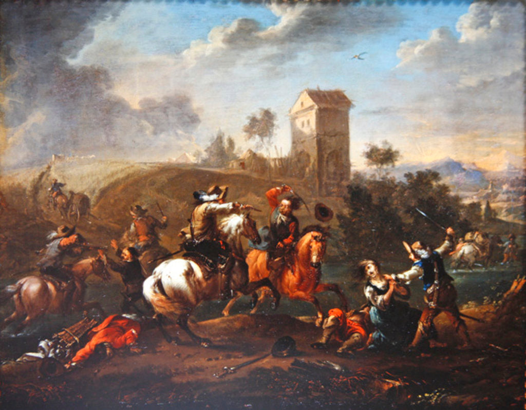 Detail of Bandits Scene by Philips Wouwermans or Wouwerman