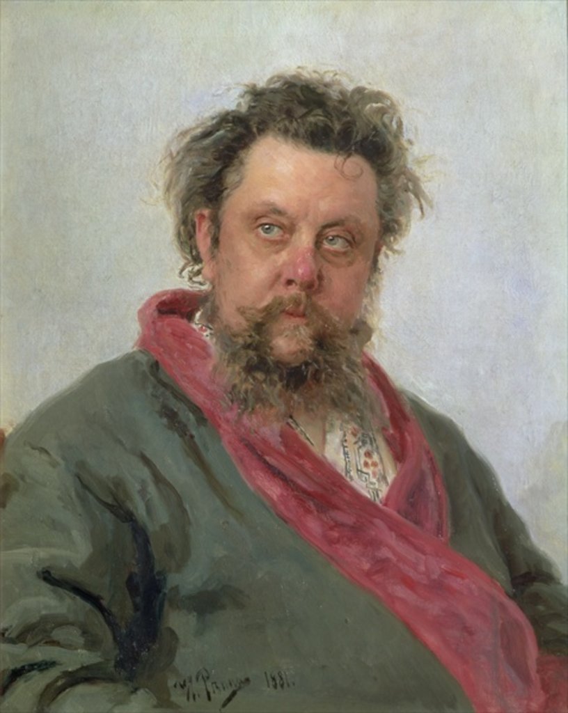 Detail of Portrait of Modest Petrovich Moussorgsky 1881 by Ilya Efimovich Repin