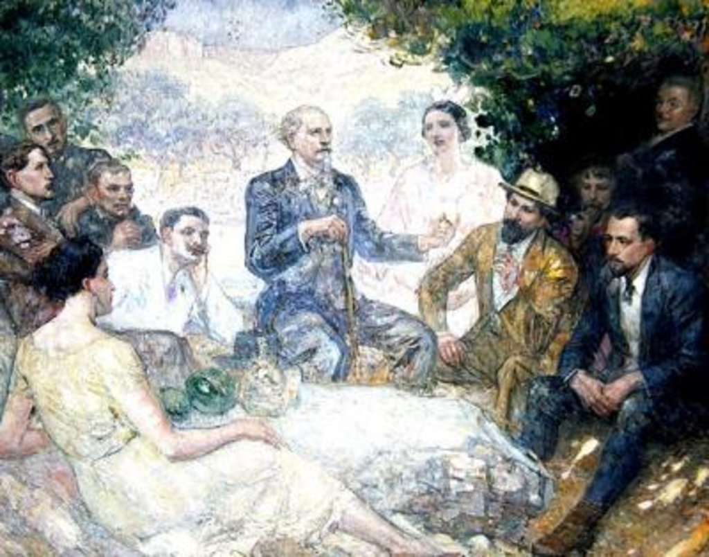 Detail of Mistral and His Friends Before the Alpilles by Louis Denis-Valverane