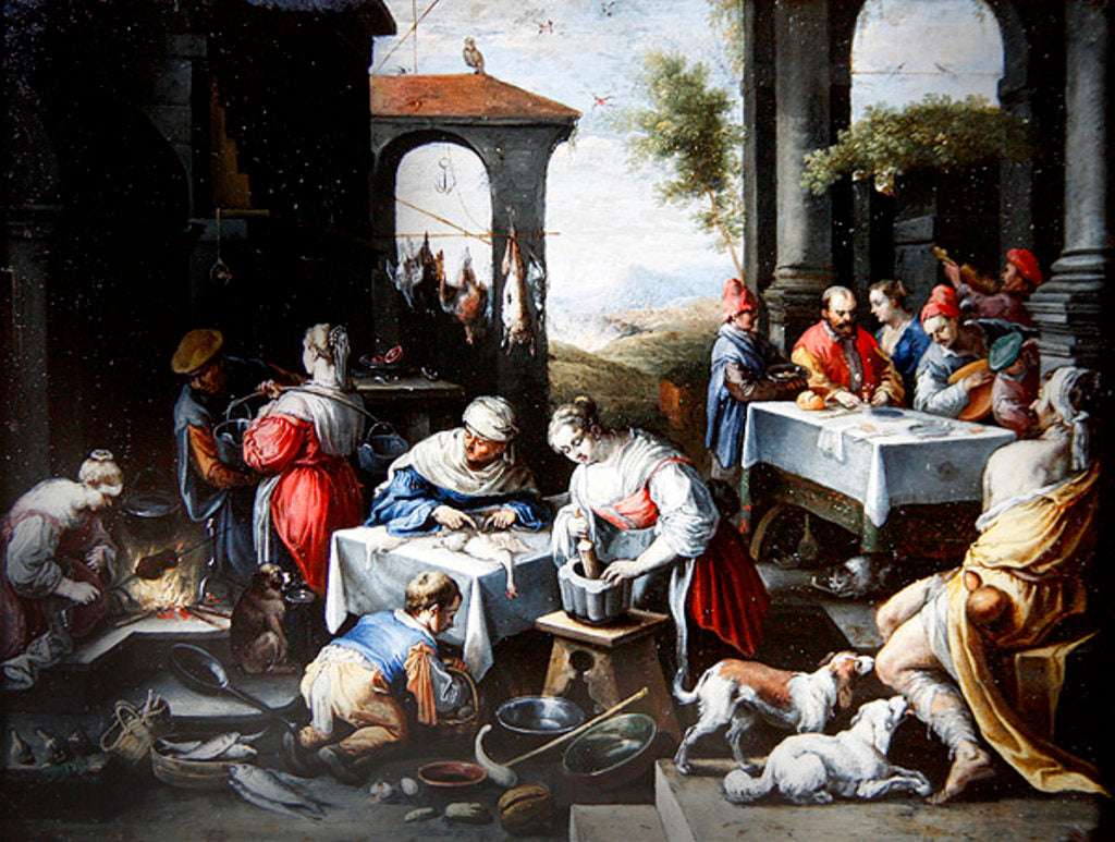 Detail of Parable of Lazarus and the Rich Man by David the Younger Teniers