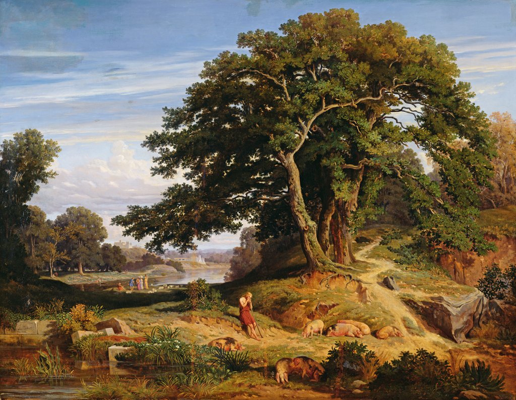 Detail of The Prodigal Son Watching the Swine by Charles Joseph Lecointe