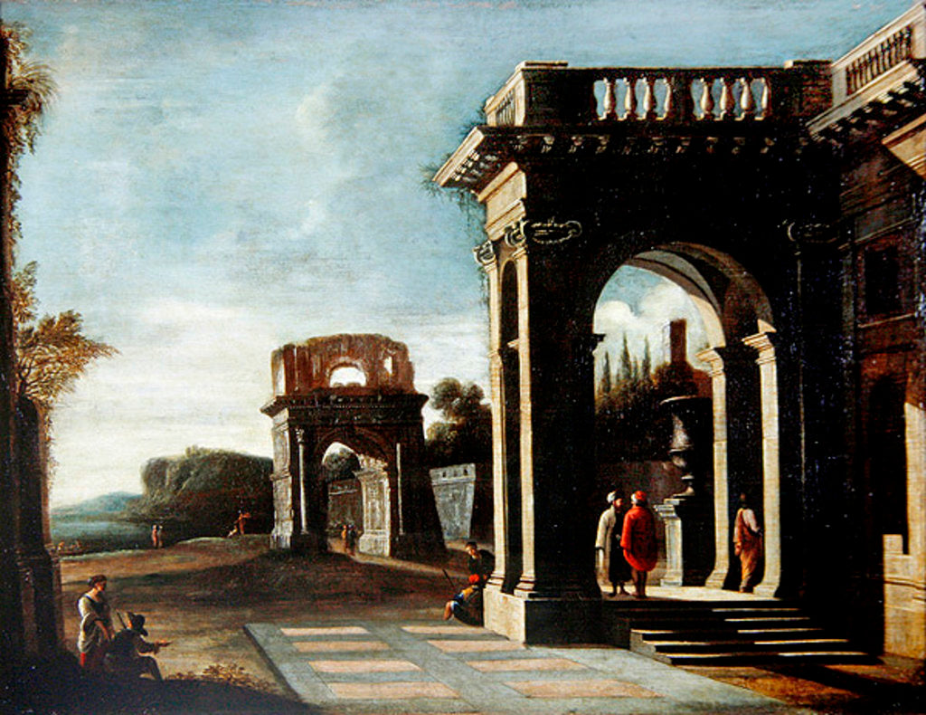 Detail of Principal monuments of Ancient Rome: Arch of Titus by Viviano Codazzi