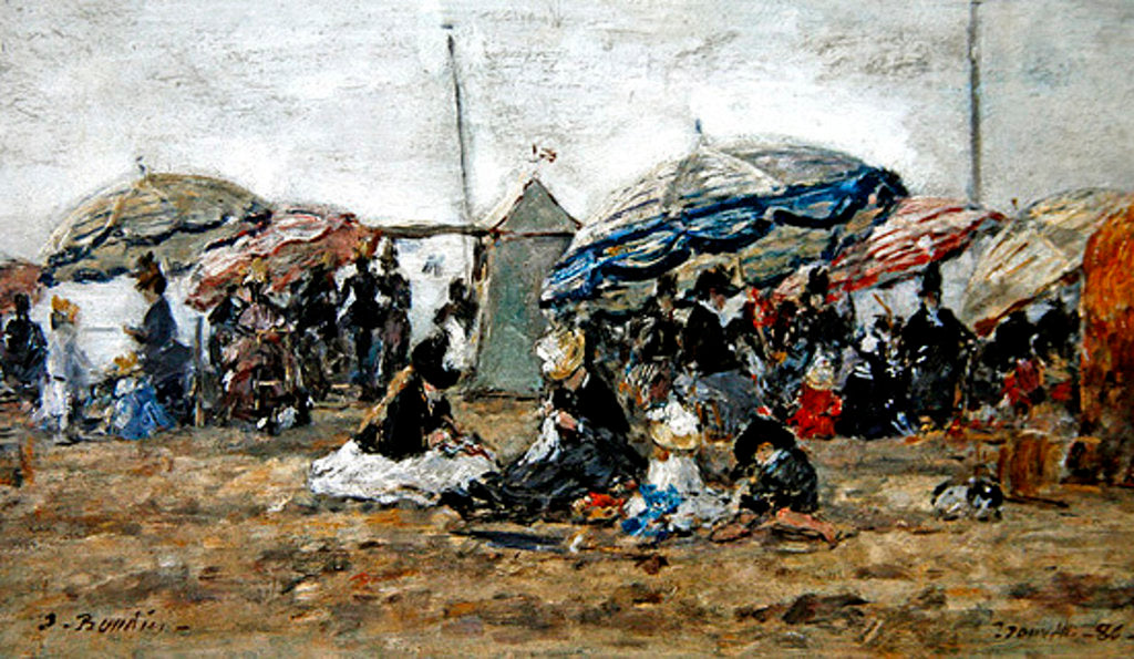 Detail of Parasols on the Beach at Trouville, 1886 by Eugene Louis Boudin