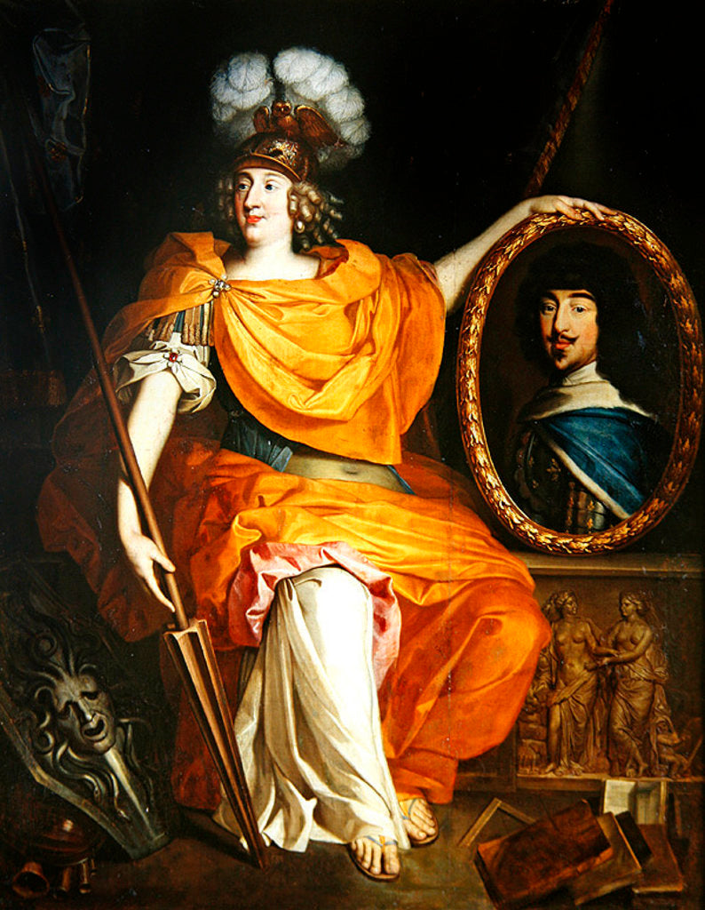 Detail of Anne Marie Louise d'Orleans holding the portrait of her father, Gaston of France, 1672 by Pierre Bourguignon
