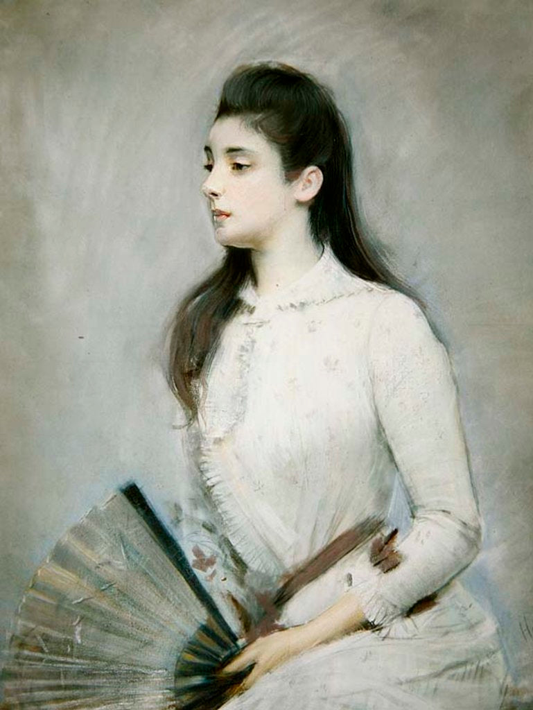 Detail of Portrait of Marie Jeanne Gouzien, 1888/9 by Paul Cesar Helleu