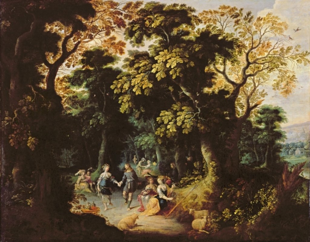 Detail of The Dance in the Forest by Abraham Govaerts