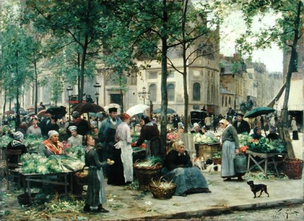 Detail of The Square in front of Les Halles, 1880 by Victor Gabriel Gilbert