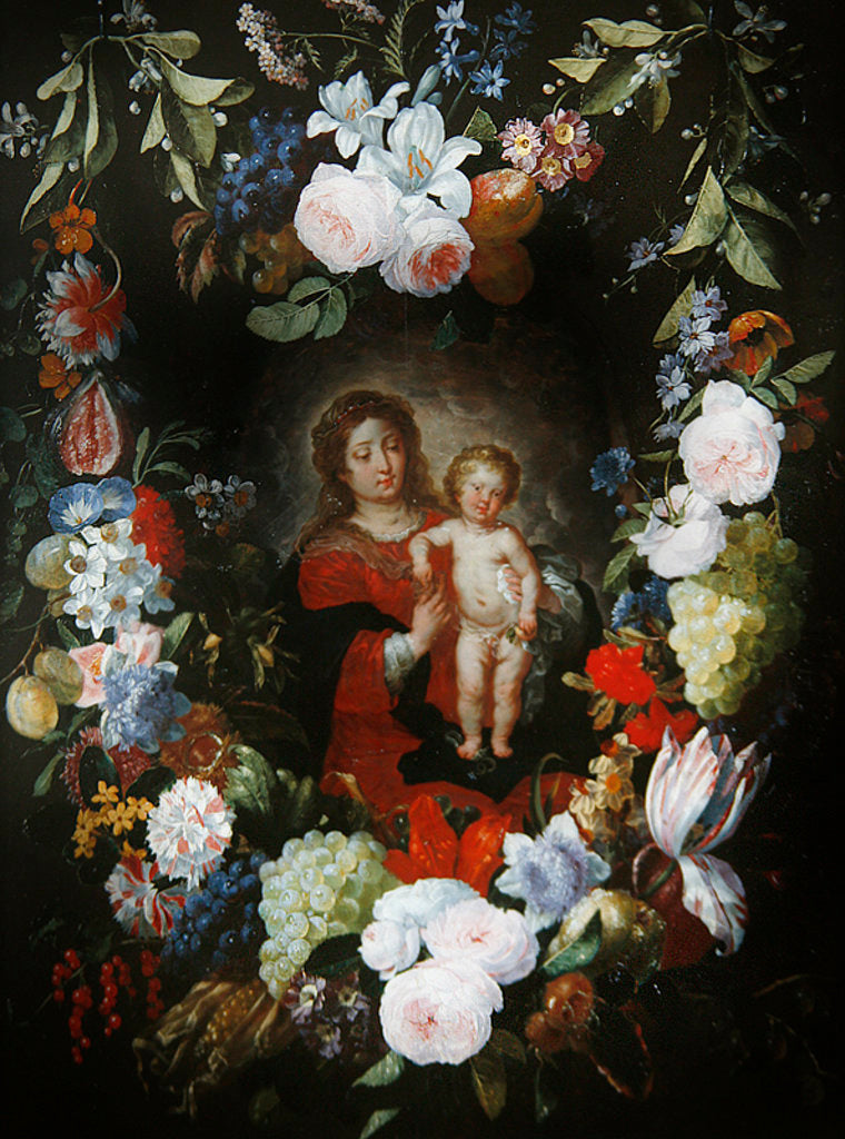 Detail of The Virgin and Child with a Garland of Flowers by Gerard & Ykens Frans Seghers