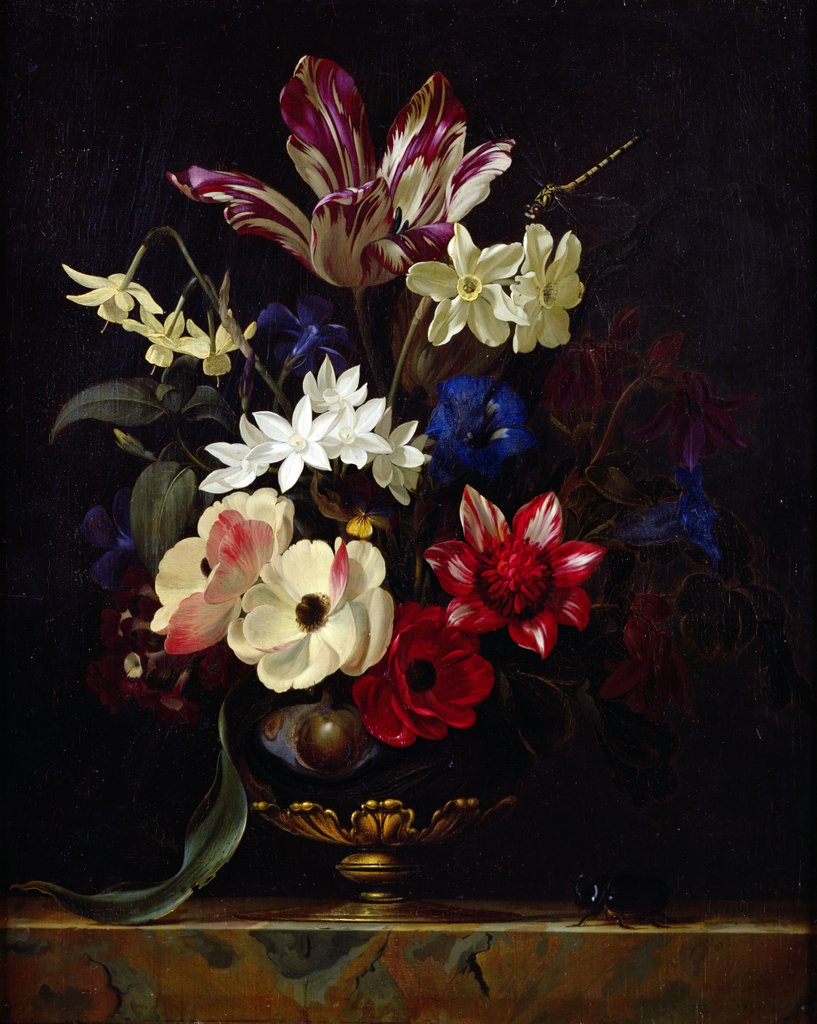 Detail of Still life with flowers, 17th century by Willem van Aelst